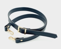 Angel Çanta Aksesuar 120X2 Cm Suni Deri Light Gold Tokalı Lacivert Renk Çanta Sapı - Angel Çanta Aksesuar