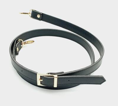 Angel Çanta Aksesuar 120X2 Cm Suni Deri Light Gold Tokalı Siyah Renk Çanta Sapı - 1