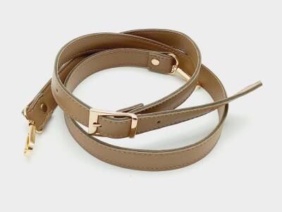 Angel Çanta Aksesuar 120X2 Cm Suni Deri Light Gold Tokalı Vizon Renk Çanta Sapı - 1