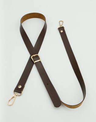 Angel Çanta Aksesuar 120X2 Cm Tek Kat Kahverengi Suni Deri Light Gold Tokalı Çanta Sapı - 1