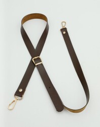 Angel Çanta Aksesuar 120X2 Cm Tek Kat Kahverengi Suni Deri Light Gold Tokalı Çanta Sapı - Angel Çanta Aksesuar