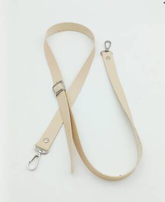 Angel Çanta Aksesuar 120X2 Cm Tek Kat Krem Suni Deri Gümüş Tokalı Çanta Sapı - 1