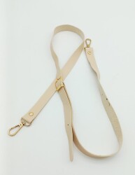 Angel Çanta Aksesuar 120X2 Cm Tek Kat Krem Suni Deri Light Gold Tokalı Çanta Sapı - 2