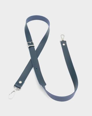 Angel Çanta Aksesuar 120X2 Cm Tek Kat Lacivert Suni Deri Gümüş Tokalı Çanta Sapı - 1