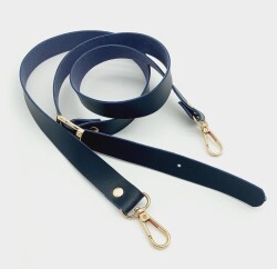 Angel Çanta Aksesuar 120X2 Cm Tek Kat Lacivert Suni Deri Light Gold Tokalı Çanta Sapı - 2