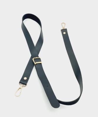 Angel Çanta Aksesuar 120X2 Cm Tek Kat Siyah Suni Deri Light Gold Tokalı Çanta Sapı - 1