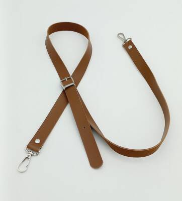 Angel Çanta Aksesuar 120X2 Cm Tek Kat Taba Suni Deri Gümüş Tokalı Çanta Sapı - 1