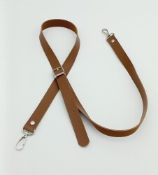 Angel Çanta Aksesuar 120X2 Cm Tek Kat Taba Suni Deri Gümüş Tokalı Çanta Sapı - Angel Çanta Aksesuar