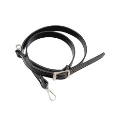 Angel Çanta Aksesuar Rugan Deri 120x2 cm Tokalı Siyah Renk Çanta Sapı Gümüş Metalli - Angel Çanta Aksesuar