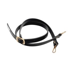 Angel Çanta Aksesuar Rugan Deri 120x2 cm Tokalı Siyah Renk Çanta Sapı Light Gold Metalli - 2