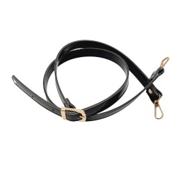 Angel Çanta Aksesuar Rugan Deri 120x2 cm Tokalı Siyah Renk Çanta Sapı Light Gold Metalli - Angel Çanta Aksesuar