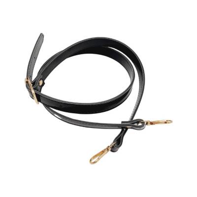 Angel Çanta Aksesuar Rugan Deri 120x2 cm Tokalı Siyah Renk Çanta Sapı Light Gold Metalli - 3