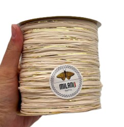 Angel Çanta Aksesuar Milano Rafya S34 Krem Gold Simli 100 gr - Angel Çanta Aksesuar