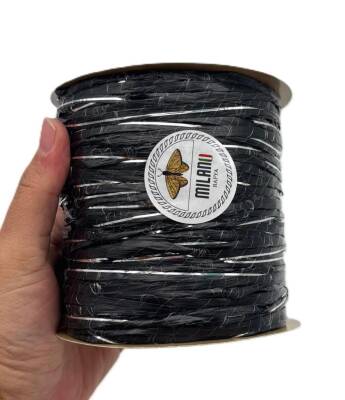 Angel Çanta Aksesuar Milano Rafya S42 Siyah Gümüş Simli 100 gr - 1