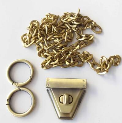 Angel Çanta Aksesuar Açık Antik Renk Üçgen Kilit Zincir Set - 1