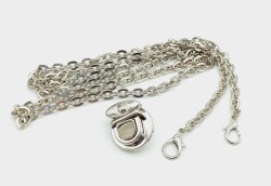 Angel Çanta Aksesuar Gümüş Renk Kancalı Düz Zincir Kilit Set - Angel Çanta Aksesuar