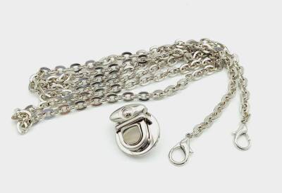 Angel Çanta Aksesuar Gümüş Renk Kancalı Düz Zincir Kilit Set - 1