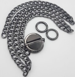 Angel Çanta Aksesuar Füme Renk Orta Kalınlık Zincir Set No:67 - Angel Çanta Aksesuar