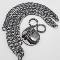 Angel Çanta Aksesuar Füme Renk Orta Kalınlık Zincir Set No:63 - Angel Çanta Aksesuar