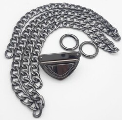 Angel Çanta Aksesuar Füme Renk Orta Kalınlık Zincir Set No:57 - Angel Çanta Aksesuar