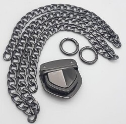 Angel Çanta Aksesuar Füme Renk Orta Kalınlık Zincir Set No:69 - Angel Çanta Aksesuar