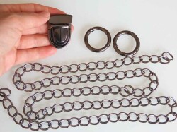 Angel Çanta Aksesuar Füme Renk Zincir Set - Angel Çanta Aksesuar