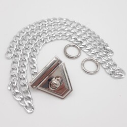 Angel Çanta Aksesuar Gümüş Renk Orta Kalınlık Zincir Set No:36 - Angel Çanta Aksesuar