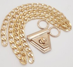 Angel Çanta Aksesuar Light Gold Renk Orta Kalınlık Zincir Set No:4 - Angel Çanta Aksesuar