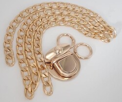 Angel Çanta Aksesuar Light Gold Renk Orta Kalınlık Zincir Set No:5 - Angel Çanta Aksesuar