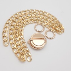 Angel Çanta Aksesuar Light Gold Renk Orta Kalınlık Zincir Set No:12 - Angel Çanta Aksesuar