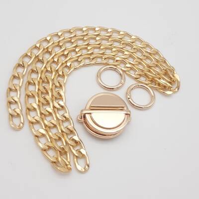 Angel Çanta Aksesuar Light Gold Renk Orta Kalınlık Zincir Set No:12 - 1