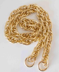 Angel Çanta Aksesuar 100 Cm Çift Halka Döngülü Zincir Yaylı Halkalı Light Gold Renk - Angel Çanta Aksesuar