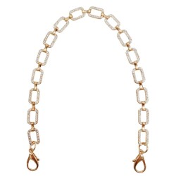 Angel Çanta Aksesuar 35 cm Light Gold Renk Taşlı Kancalı Çanta Zinciri - Angel Çanta Aksesuar