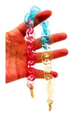 Angel Çanta Aksesuar 38 cm 3 Renkli Akrilik Çanta Zinciri Light Gold Metalli - 2