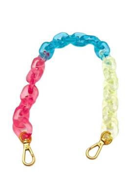 Angel Çanta Aksesuar 38 cm 3 Renkli Akrilik Çanta Zinciri Light Gold Metalli - 1