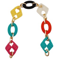 Angel Çanta Aksesuar 40 cm Akrilik Görünümlü Renkli Zincir Light Gold Metalli - Angel Çanta Aksesuar