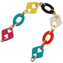 Angel Çanta Aksesuar 40 cm Akrilik Görünümlü Renkli Zincir Light Gold Metalli - 2