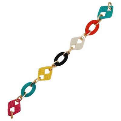 Angel Çanta Aksesuar 40 cm Akrilik Görünümlü Renkli Zincir Light Gold Metalli - 3