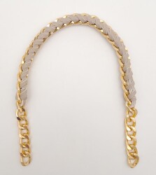 Angel Çanta Aksesuar 40 cm Derili Zincir Bej Renk Light Gold Metalli - Angel Çanta Aksesuar