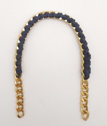 Angel Çanta Aksesuar 40 cm Derili Zincir Lacivert Renk Açık Antik Metalli - Angel Çanta Aksesuar