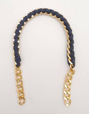 Angel Çanta Aksesuar 40 cm Derili Zincir Lacivert Renk Light Gold Metalli - 1