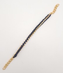 Angel Çanta Aksesuar 40 cm Derili Zincir Lacivert Renk Light Gold Metalli - 2