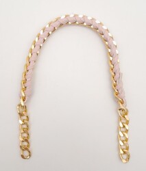 Angel Çanta Aksesuar 40 cm Derili Zincir Pudra Renk Light Gold Metalli - Angel Çanta Aksesuar