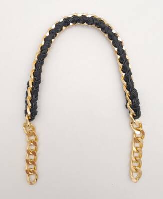 Angel Çanta Aksesuar 40 cm Derili Zincir Siyah Renk Light Gold Metalli - 1