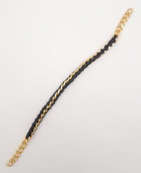 Angel Çanta Aksesuar 40 cm Derili Zincir Siyah Renk Light Gold Metalli - 2