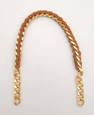 Angel Çanta Aksesuar 40 cm Derili Zincir Taba Renk Light Gold Metalli - 1