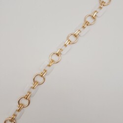 Angel Çanta Aksesuar 40 cm Kare Akrilik Yaylı Halkalı Çanta Zinciri Beyaz Renk Light Gold Metalli - 2