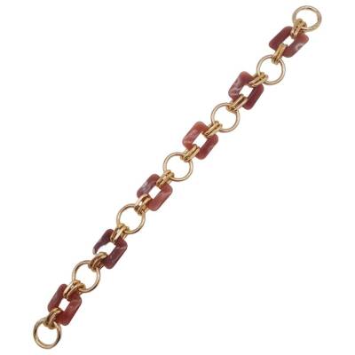 Angel Çanta Aksesuar 40 cm Kare Akrilik Yaylı Halkalı Çanta Zinciri Gül Kurusu Renk Light Gold Metalli - 2