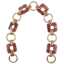 Angel Çanta Aksesuar 40 cm Kare Akrilik Yaylı Halkalı Çanta Zinciri Gül Kurusu Renk Light Gold Metalli - Angel Çanta Aksesuar