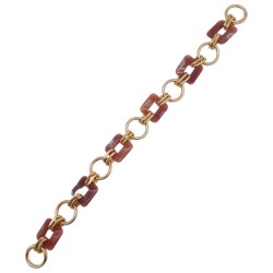 Angel Çanta Aksesuar 40 cm Kare Akrilik Yaylı Halkalı Çanta Zinciri Gül Kurusu Renk Light Gold Metalli - 2